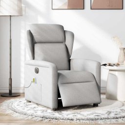 vidaXL Massagestoel elektrisch verstelbaar stof wolk grijs