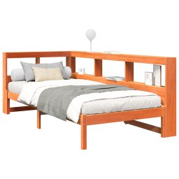 vidaXL Bed met boekenkast zonder matras grenenhout wasbruin 75x190 cm