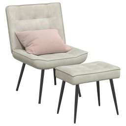vidaXL Relaxstoel met voetenbank fluweel crèmekleurig