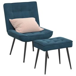 vidaXL Relaxstoel met voetenbank fluweel blauw