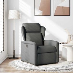 vidaXL Fauteuil verstelbaar stof donkergrijs