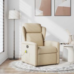 vidaXL Massagestoel verstelbaar stof crèmekleurig