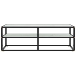 vidaXL Tv-meubel met wit marmerglas 120x40x40 cm zwart