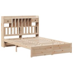 vidaXL Bed met boekenkast zonder matras massief grenenhout 140x190 cm