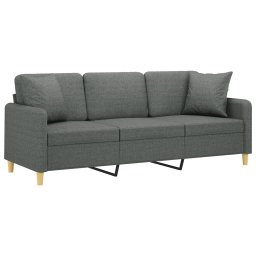 vidaXL Driezitsbank met sierkussens 180 cm stof donkergrijs