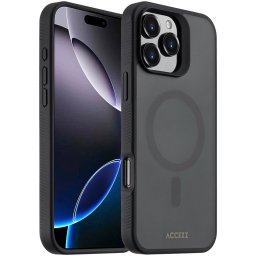 Accezz Rugged Frosted met MagSafe voor Apple iPhone 16 Pro Max Telefoonhoesje Zwart