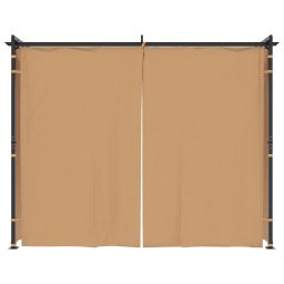 vidaXL Prieel met gordijnen 3x3 m staal taupe
