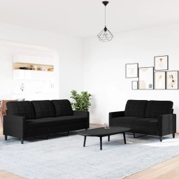 vidaXL 2-delige Loungeset met kussens fluweel zwart