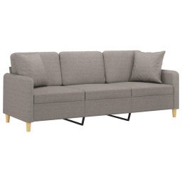 vidaXL Driezitsbank met sierkussens 180 cm stof taupe