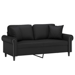 vidaXL Tweezitsbank met sierkussens 140 cm kunstleer zwart