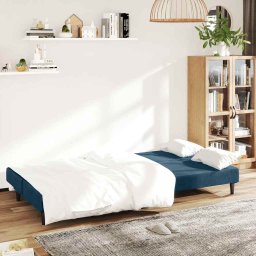 vidaXL Slaapbank 2-zits fluweel blauw
