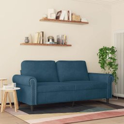 vidaXL Tweezitsbank 140 cm fluweel blauw