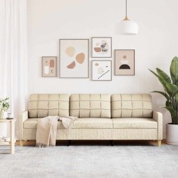 vidaXL Driezitsbank 210 cm stof crème