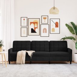vidaXL Driezitsbank 210 cm fluweel zwart
