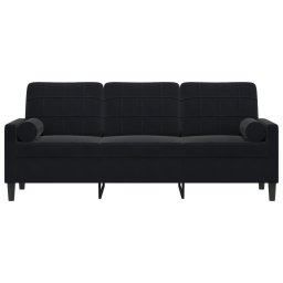 vidaXL Driezitsbank met sierkussens 180 cm fluweel zwart