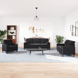 vidaXL 3-delige Loungeset met kussens en bolsters fluweel zwart