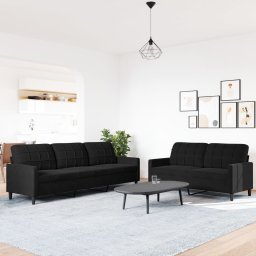 vidaXL 2-delige Loungeset met kussens fluweel zwart