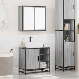vidaXL 2-delige Badkamermeubelset bewerkt hout grijs sonoma eikenkleur