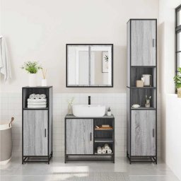 vidaXL 3-delige Badkamermeubelset bewerkt hout grijs sonoma eikenkleur