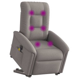 vidaXL Sta-op-massagestoel elektrisch verstelbaar stof taupe