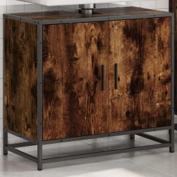 vidaXL Wastafelkast 65x33x60 cm bewerkt hout gerookt eikenkleurig