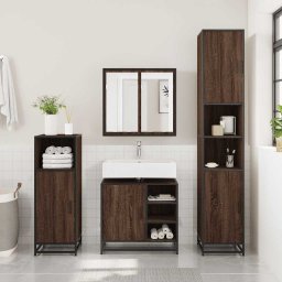 vidaXL Wastafelkast 65x33x60 cm bewerkt hout bruin eikenkleur