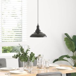 vidaXL Hanglamp in hoogte verstelbaar E27 Ø31 cm metaal glanzend zwart