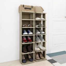 vidaXL Schoenenkasten 2 st 27,5x27x102 cm sonoma eikenkleurig