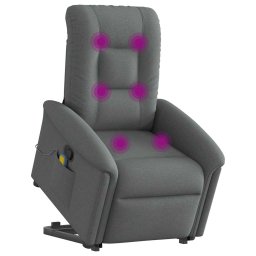 vidaXL Sta-op-massagestoel verstelbaar stof donkergrijs
