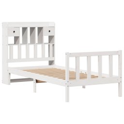 vidaXL Bed met boekenkast zonder matras grenenhout wit 75x190 cm
