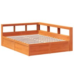 vidaXL Bed met boekenkast zonder matras grenenhout wasbruin 150x200 cm