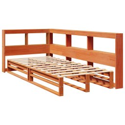 vidaXL Bed met boekenkast zonder matras grenenhout wasbruin 75x190 cm