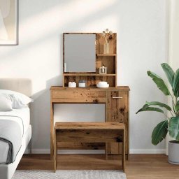 vidaXL Kaptafelset bewerkt hout oud houtkleurig