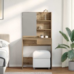 vidaXL Kaptafel met spiegel 74,5x40x141 cm artisanaal eikenkleur