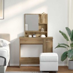 vidaXL Kaptafel met spiegel 86,5x35x136 cm artisanaal eikenkleur