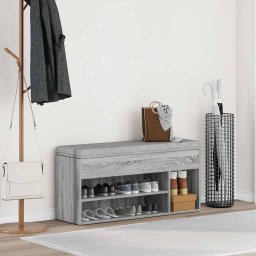 vidaXL Schoenenbank 102x30,5x45cm bewerkt hout grijs sonoma eikenkleur