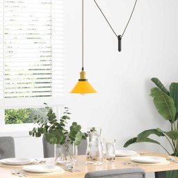 vidaXL Hanglamp in hoogte verstelbaar E27 Ø22 cm metaal glanzend geel