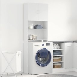 vidaXL Wasmachinekast 64x24x190 cm bewerkt hout wit