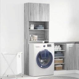 vidaXL Wasmachinekast 64x24x190 cm bewerkt hout grijs sonoma eikenkl