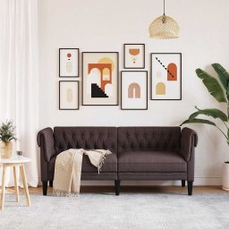 vidaXL Tweezitsbank Chesterfield-stijl stof donkerbruin