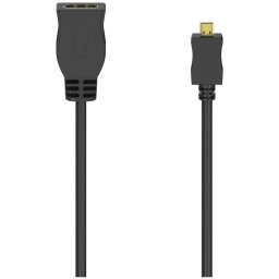 Hama HDMI-kabeladapter, type D (Micro) - type A koppeling, ethernet, verguld HDMI kabel Zwart
