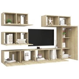 vidaXL 6-delige Tv-meubelset spaanplaat sonoma eikenkleurig