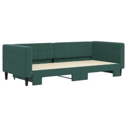 vidaXL Slaapbank met onderschuifbed 90x200 cm fluweel donkergroen