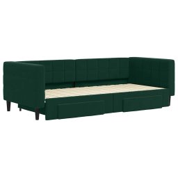 vidaXL Slaapbank onderschuifbed en lades 90x200 cm fluweel donkergroen