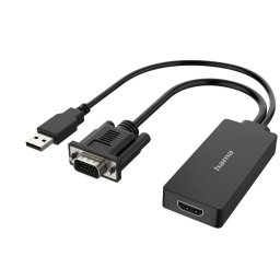 Hama Video-adapter, VGA+USB-stekker - HDMI-aansluiting, Full-HD 1080p HDMI kabel Zwart