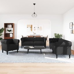 vidaXL 3-delige Loungeset stof zwart