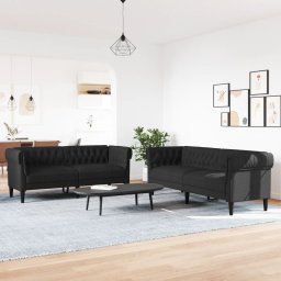 vidaXL 2-delige Loungeset stof zwart