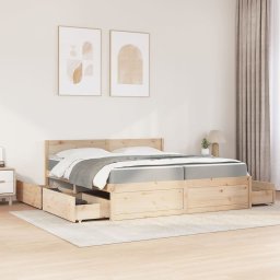 vidaXL Bed met lades en matras massief grenenhout 200x200 cm