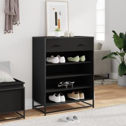vidaXL Schoenenkast 75x38x97,5 cm bewerkt hout en metaal zwart