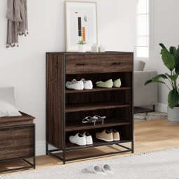 vidaXL Schoenenkast 75x38x97,5 cm bewerkt hout en metaal bruin eiken